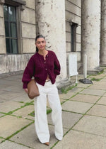 Super flauschige Strickjacke mit Zopfmuster - burgundy