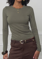 Langarmshirt - khaki