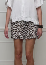 Musselin Shorts mit Leo-Print - offwhite-braun