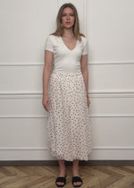 Long chiffon skirt with dot pattern - offwhite