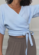 Muslin wrap blouse - light blue