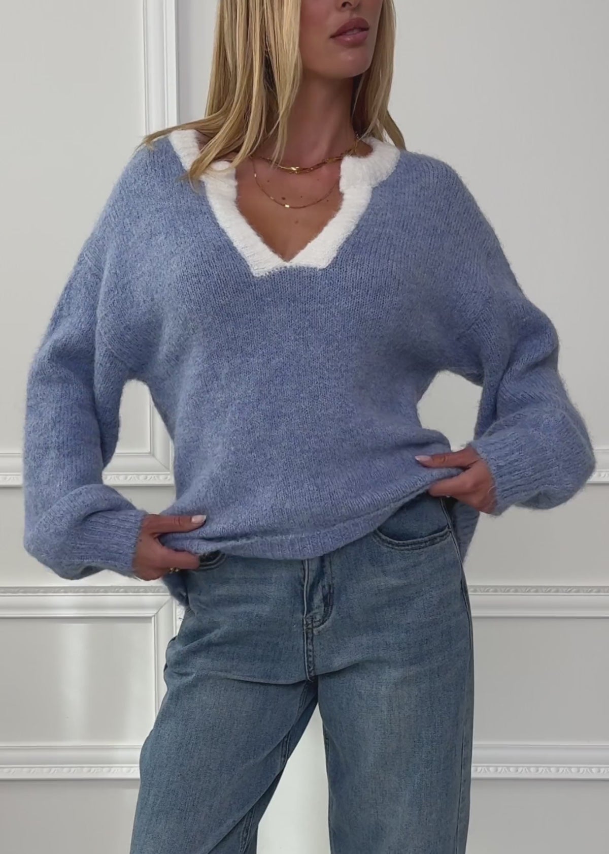 Pullover mit Blende - jeansblau von SASSYCLASSY