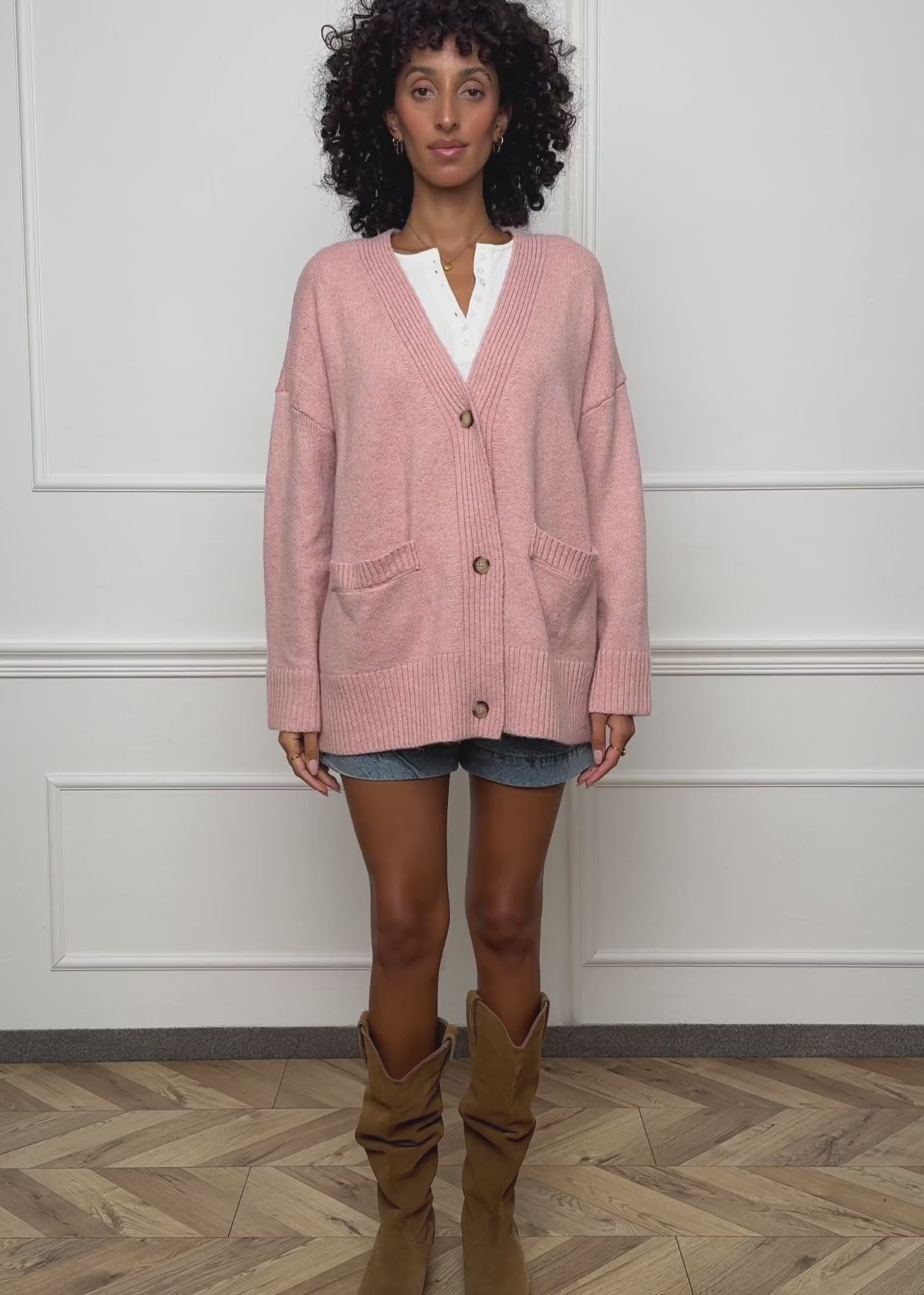 Oversized cardigan with pockets - powder pink – SASSYCLASSY