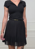 Pleated chiffon skirt, black