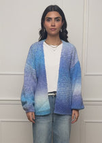 Offener Cardigan mit Farbverlauf - blau