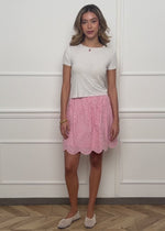 Rock with hole embroidery - pink