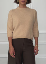 Strickoberteil mit Zopfmuster-Detail - beige