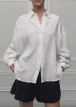 Musselin Bluse mit Lochstickerei - offwhite