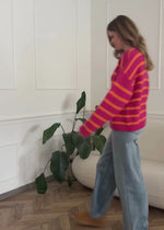 Striped cardigan - orange-pink