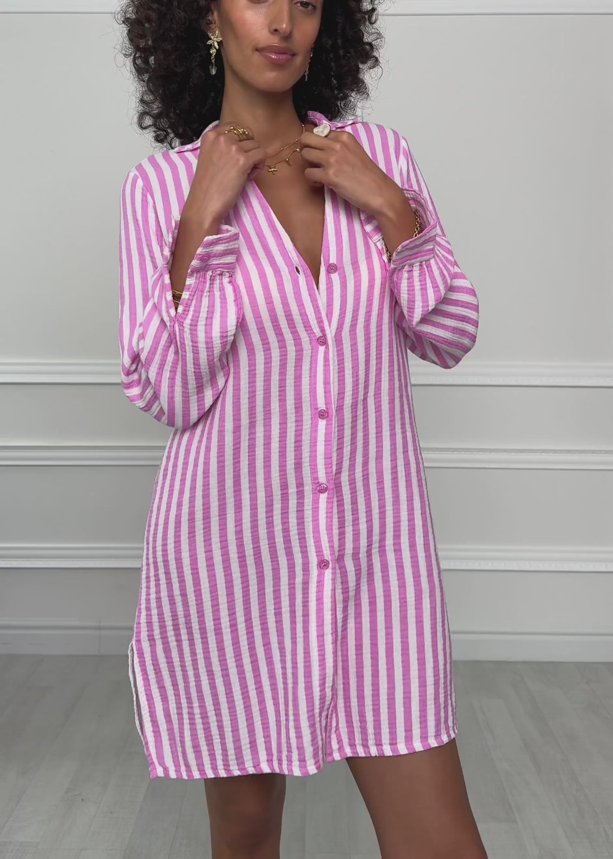 Gestreiftes Strandkleid - pink-weiß by SASSYCLASSY
