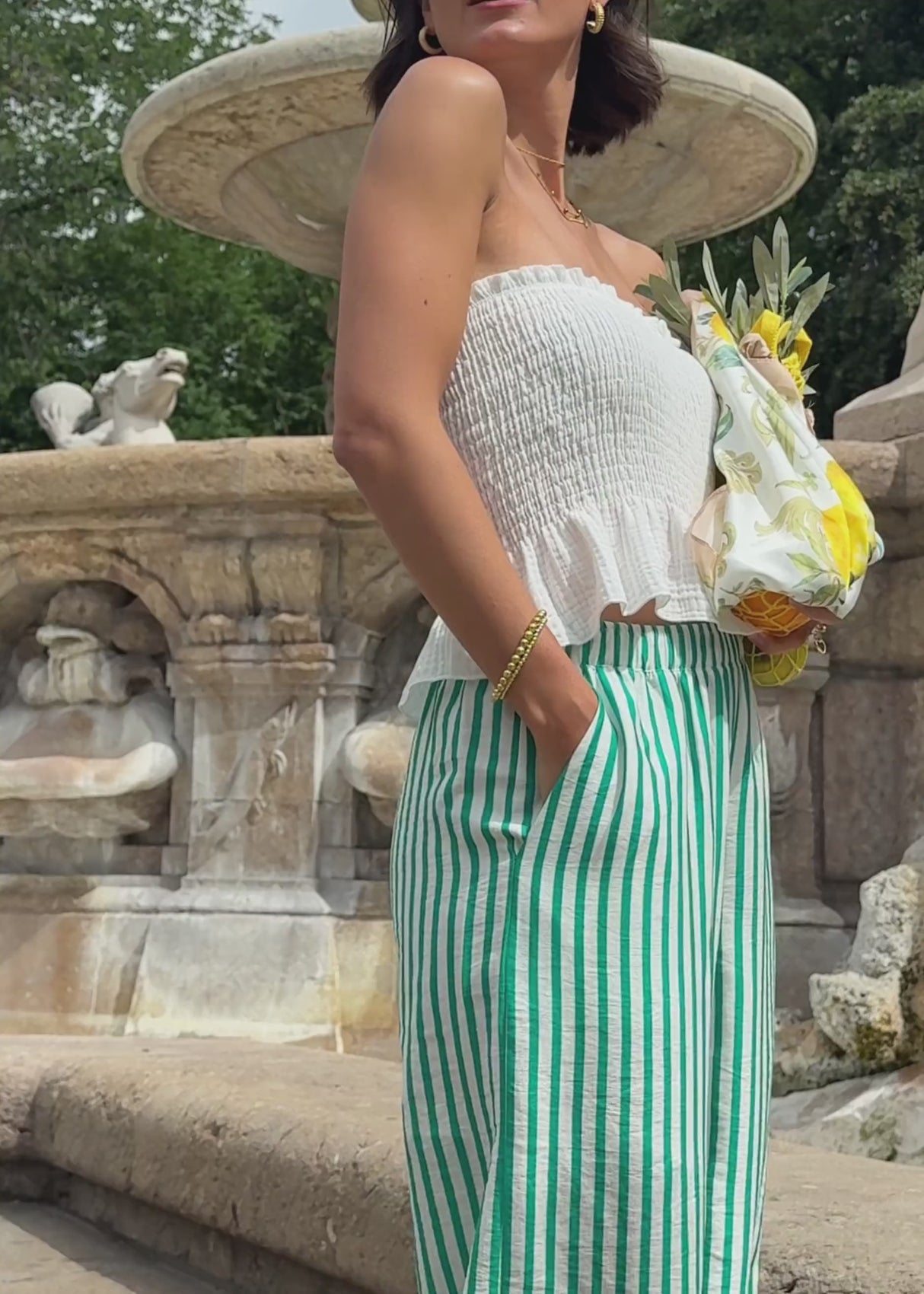 Gesmoktes Musselin Bandeau Top - offwhite von SASSYCLASSY