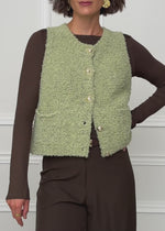 Bouclé vest with pockets - green