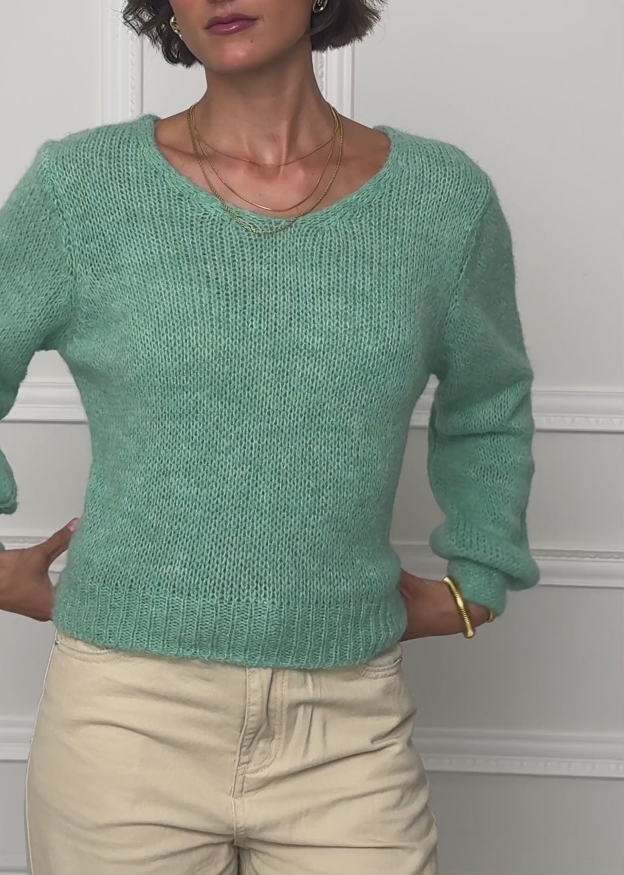 Pullover mit V-Ausschnitt - hellgrün von SASSYCLASSY