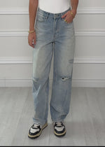 High Waist Jeans im Destroyed-Look - blau