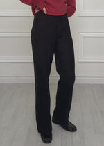Straight-leg trousers with pressed creases - black