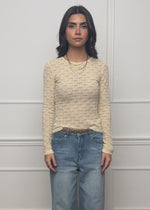 Langarmshirt aus floraler Spitze - buttergelb