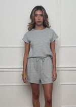 Kurzarm Sweatshirt aus French Terry - hellgrau