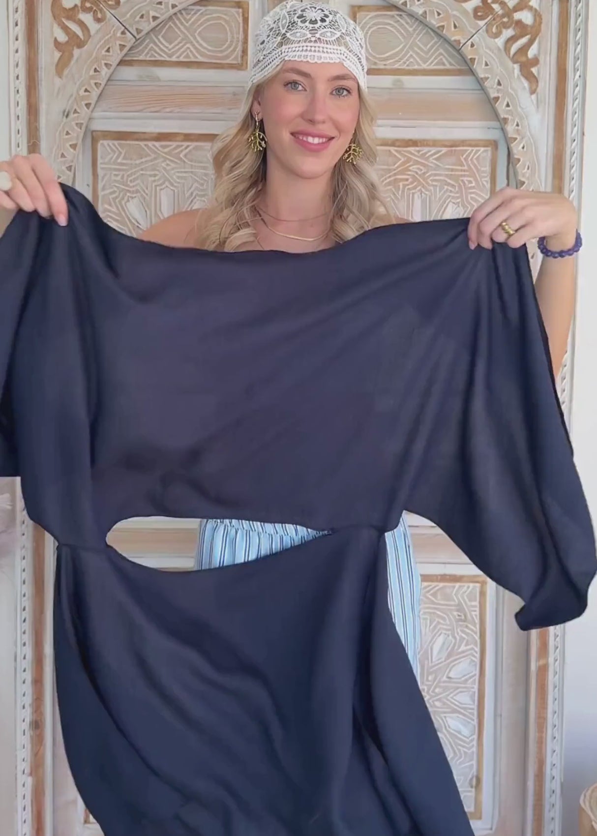 Multiway Oberteil in Leinen-Optik - dunkelblau von SASSYCLASSY