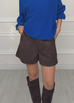 Faux suede shorts - dark brown