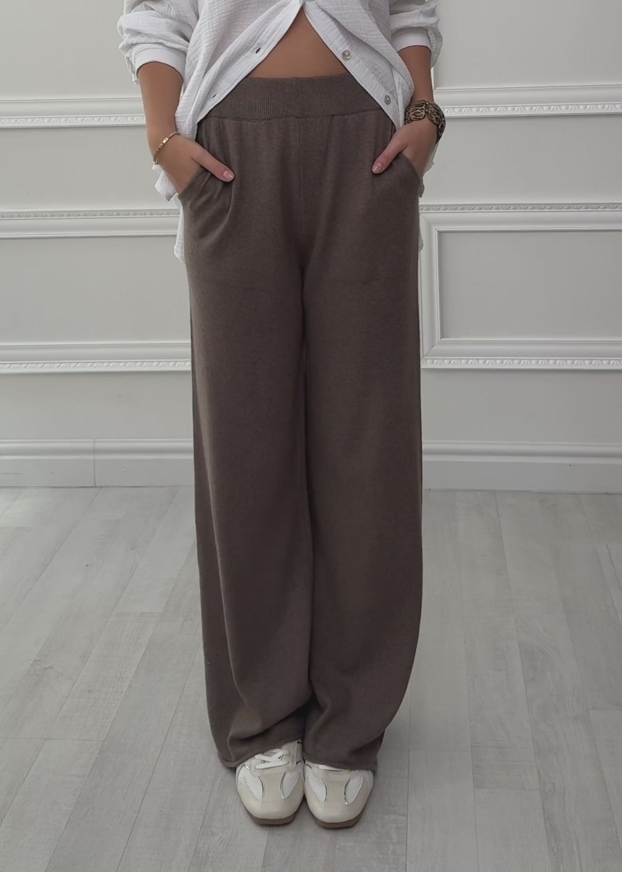 Knitting pants with cashmere - taupe by SASSYCLASSY