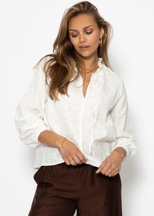 Cotton tips blouse - white