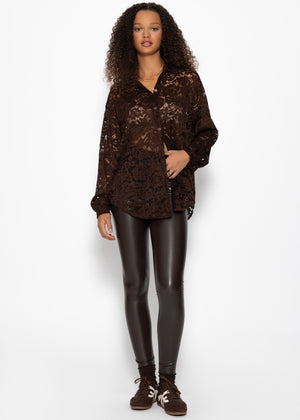 Bluse aus transparenter Spitze - braun