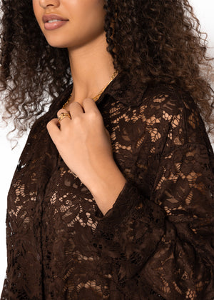 Bluse aus transparenter Spitze - braun