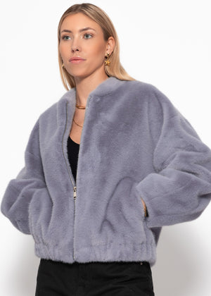 Fellimitation bomber jacket - Taupe