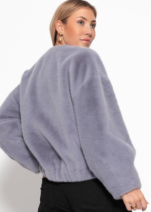 Fellimitation bomber jacket - Taupe