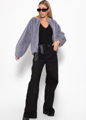 Fellimitation bomber jacket - Taupe