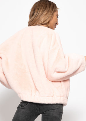 Fellimitation bomber jacket - pink