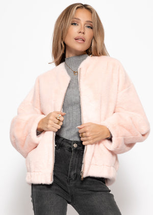 Fellimitation bomber jacket - pink