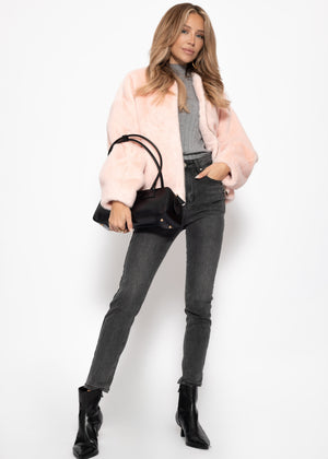 Fellimitation bomber jacket - pink