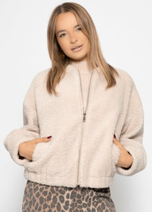 Teddy fur bomber jacket - beige