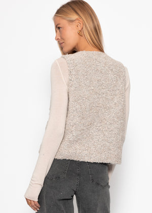 Bouclé vest with bags - Greige