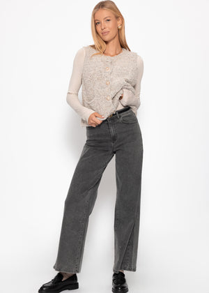 Bouclé vest with bags - Greige