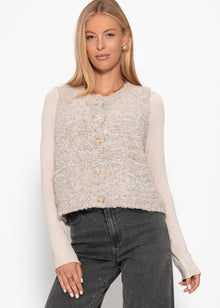 Bouclé vest with bags - Greige