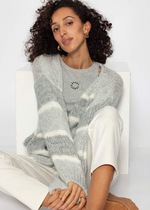 Cardigan in striped design - grey