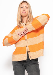 Cardigan with block stripes - orange