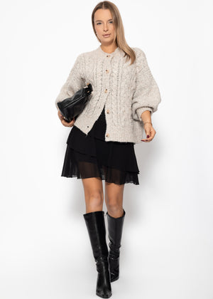 Chiffon skirt with flounces - black