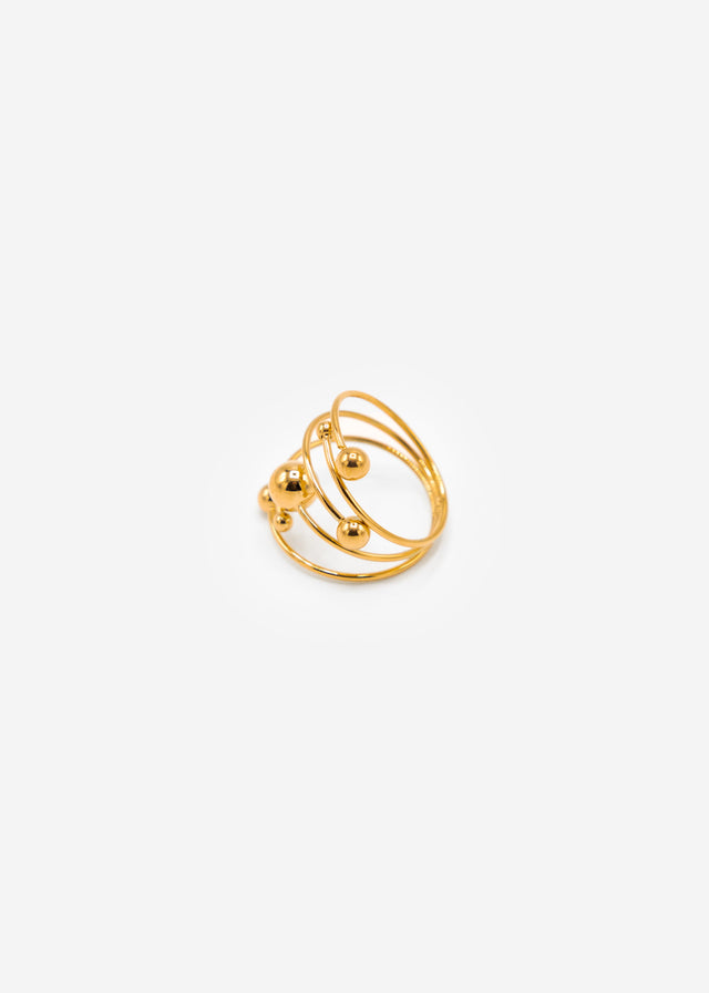 Delicate ring with spheres - gold