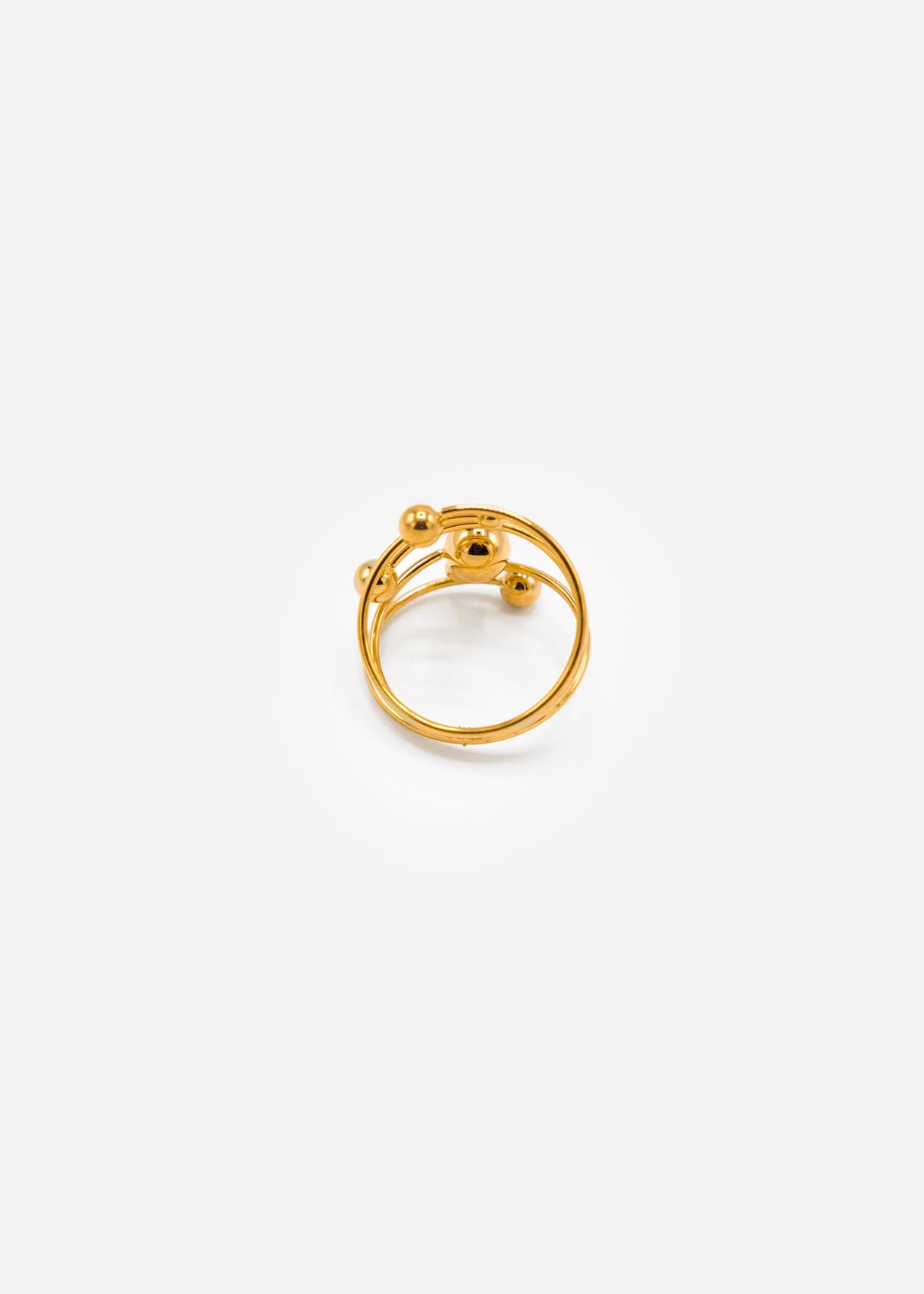 Filigree ring with balls - gold