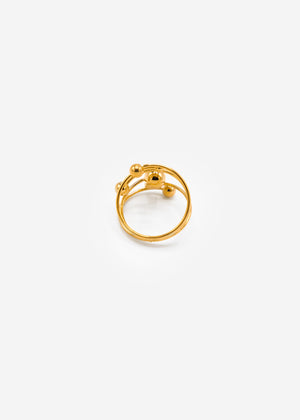 Filigree ring with balls - gold