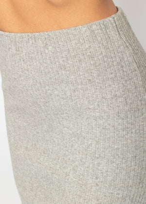 Ribbed midi-length skirt - grey