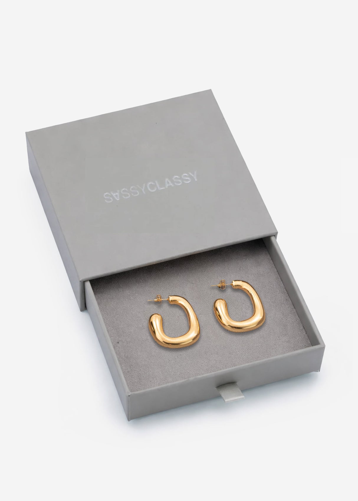 Curved organic hoop earrings - gold