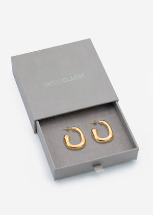 Curved organic hoop earrings - gold