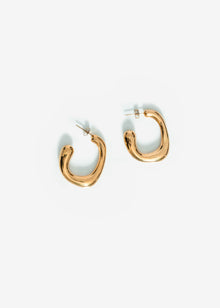 Curved organic hoop earrings - gold