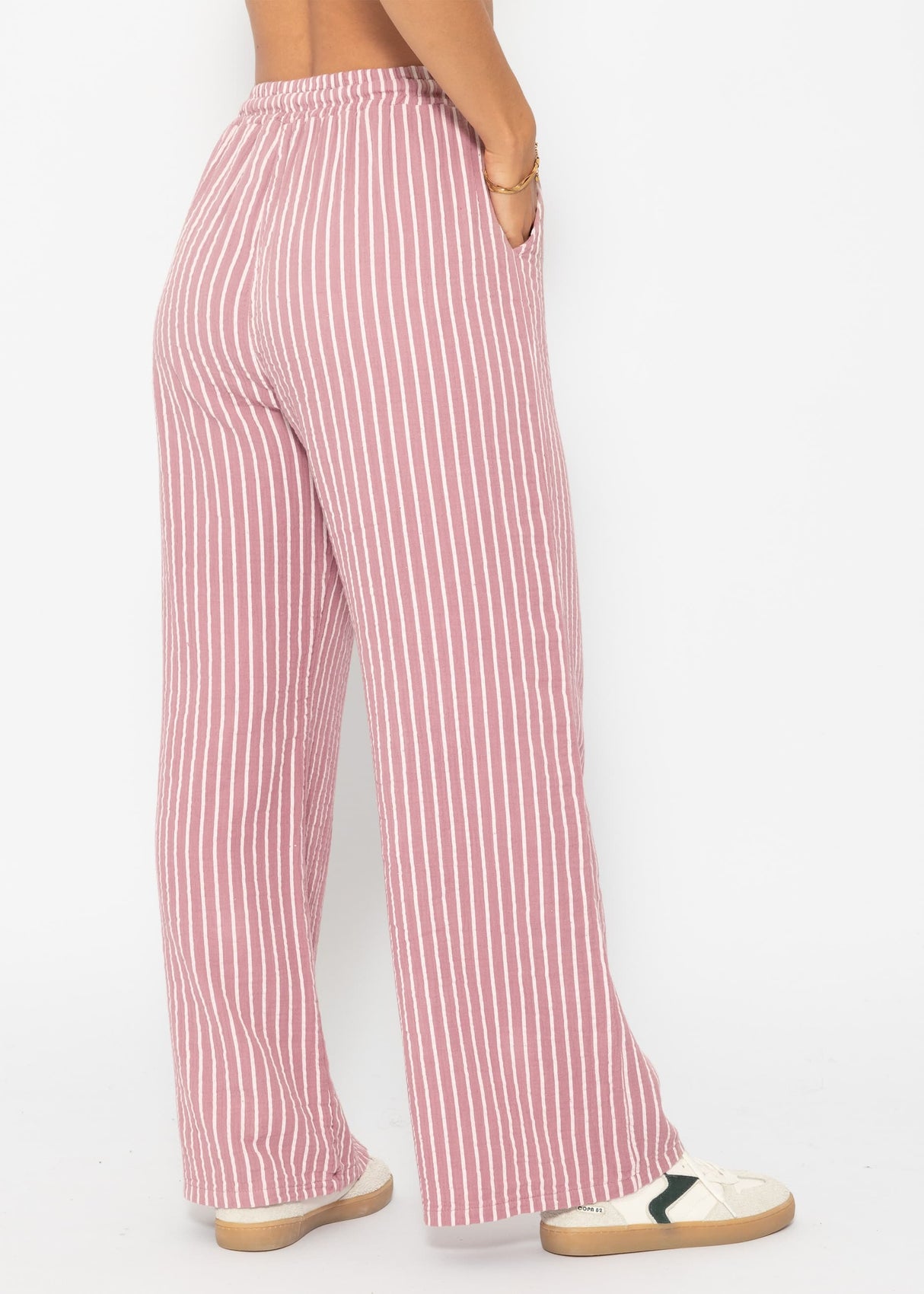 Striped muslin pants - dusty pink