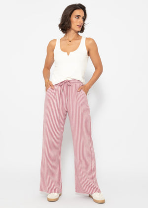 Striped muslin pants - dusty pink