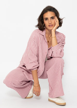 Striped muslin pants - dusty pink